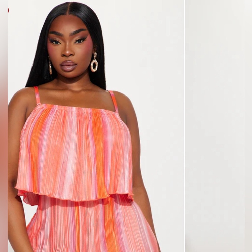 Fashion Nova Bring the Sunshine Jumpsuit Red/combo